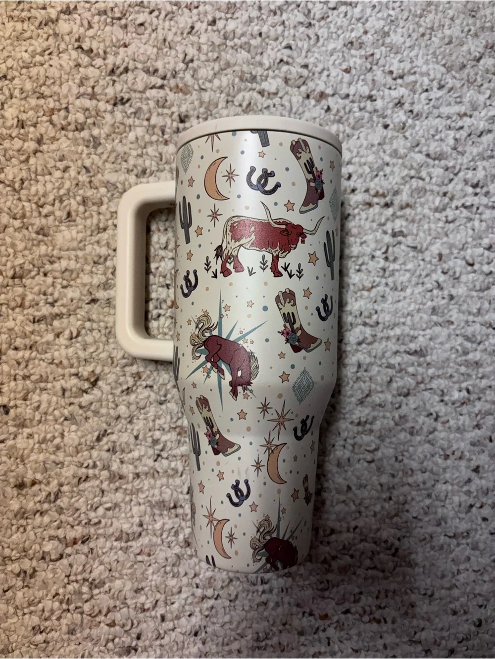 Hydro Jug White Western-Print Insulated Travel Mug - Red Accent